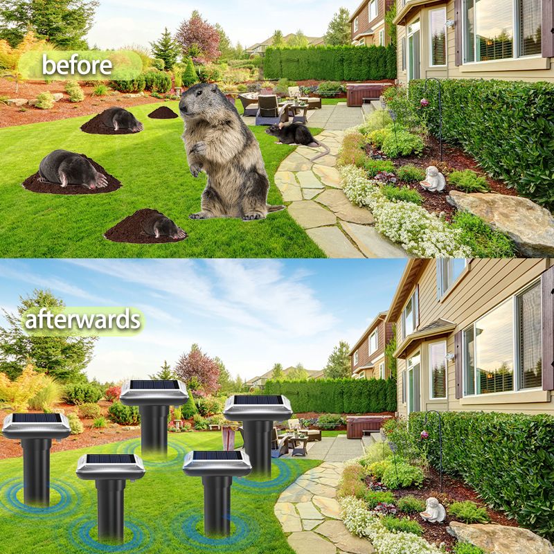 Black Solar Charging Snake and Rodent Repeller - Outdoor Ground Vibration Pest view 4