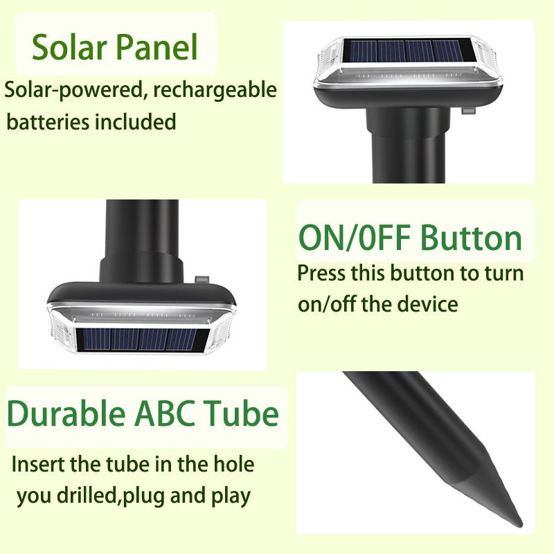 Black Solar Charging Snake and Rodent Repeller - Outdoor Ground Vibration Pest view 6