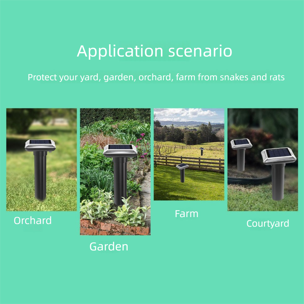 Black Solar Charging Snake and Rodent Repeller - Outdoor Ground Vibration Pest view 7