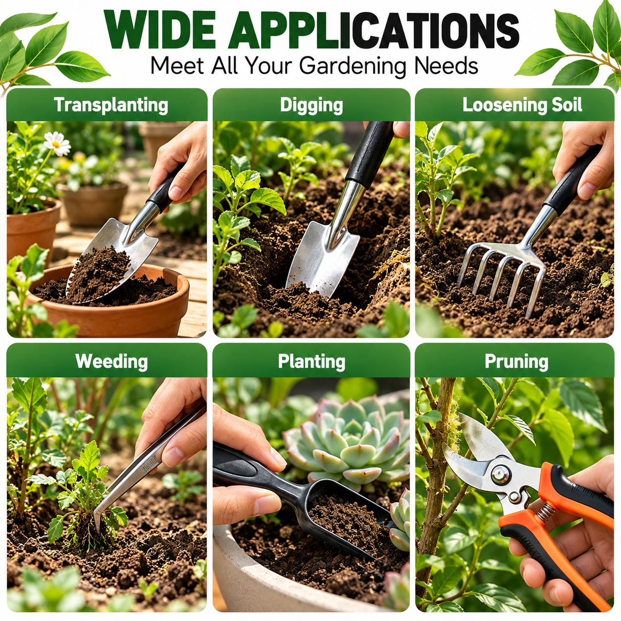 20 Piece Gardening Tool Set with Pruning Shears and Repotting Mat - Garden view 4