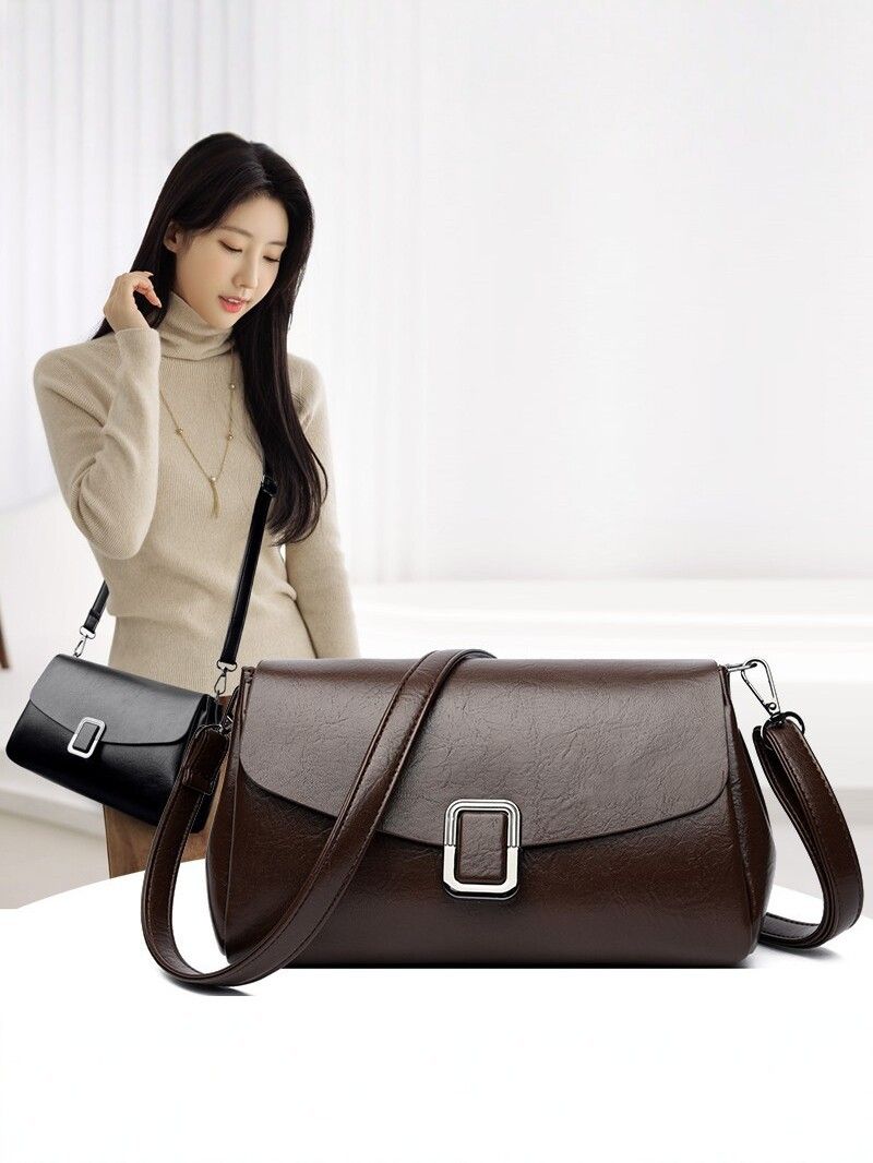 Brown Women's Crossbody Bag - Brown PU Leather view 2