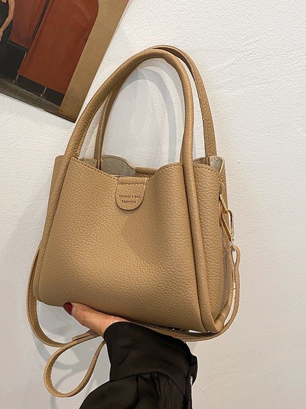 Khaki Women's Top Handle Crossbody Bag - PU Leather view 2