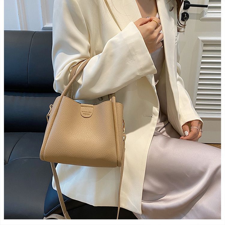 Khaki Women's Top Handle Crossbody Bag - PU Leather view 3