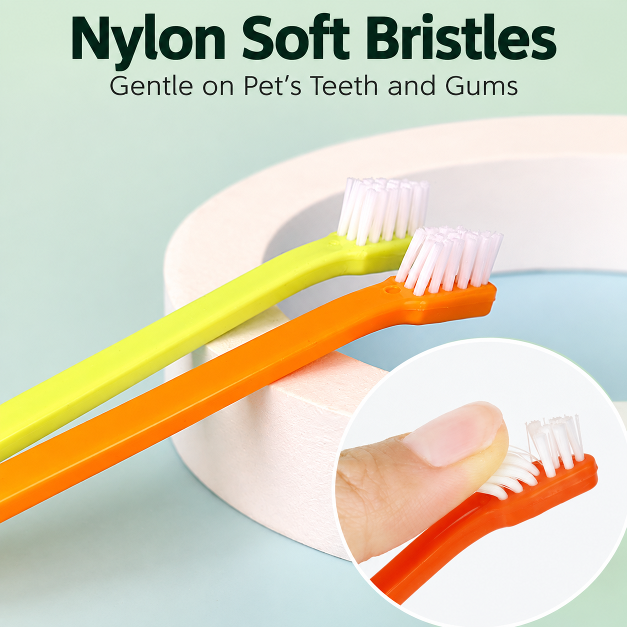 Yellow Pet Toothbrush 5 Pack - PP Single Head Dental Cleaning Brush view 4