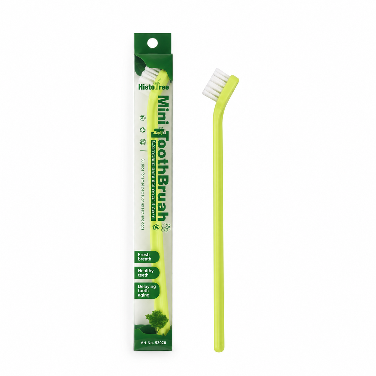 Green Pet Toothbrush 5 Pack - PP Single Head Dental Cleaning Brush