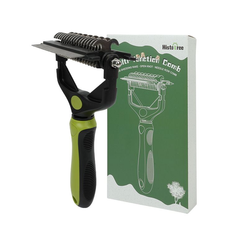 Green 3 in 1 Pet Dematting Comb - Detangling Rake
