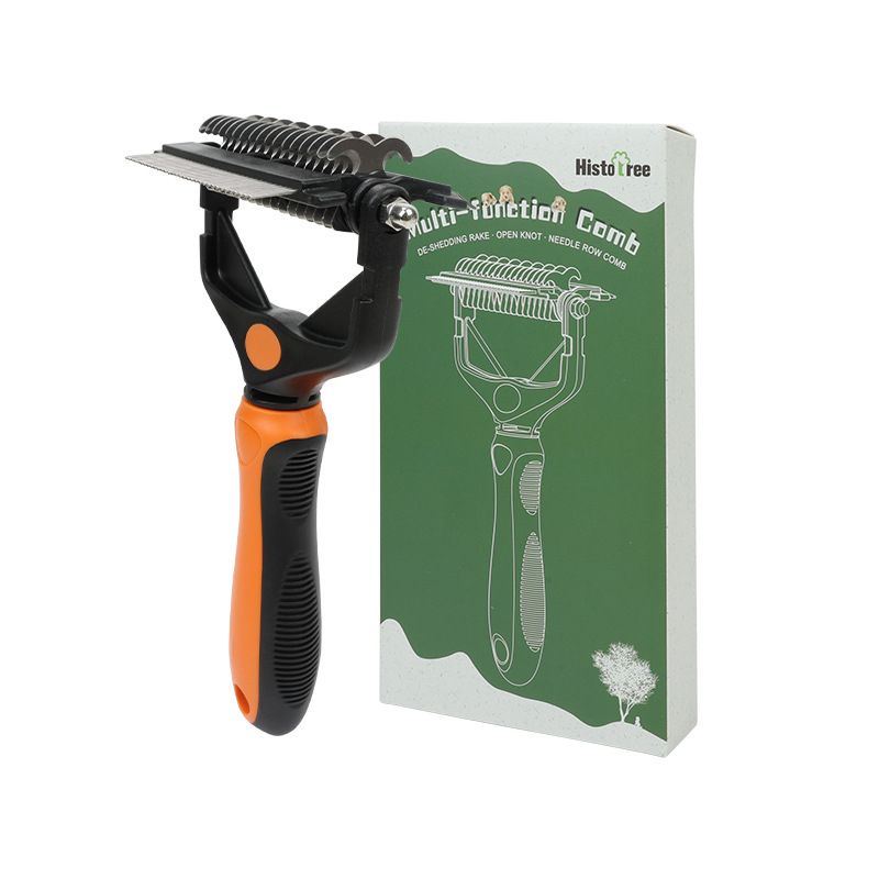 Orange 3 in 1 Pet Dematting Comb - Detangling Rake