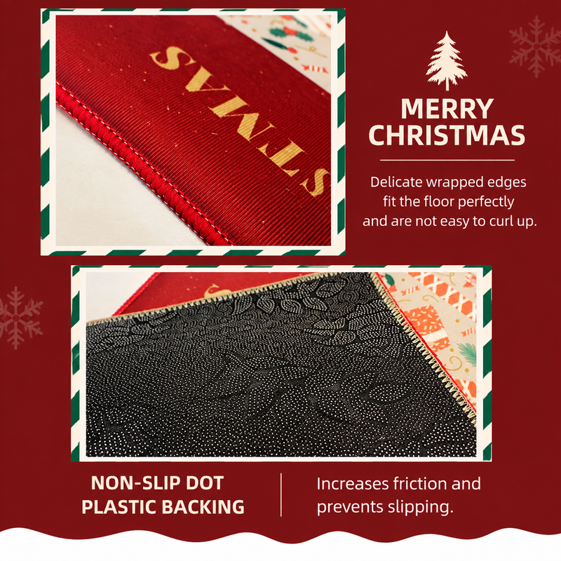 Red Christmas Doormat 2 Pack - 50 x 80 cm Festive Entrance Floor Mats view 3