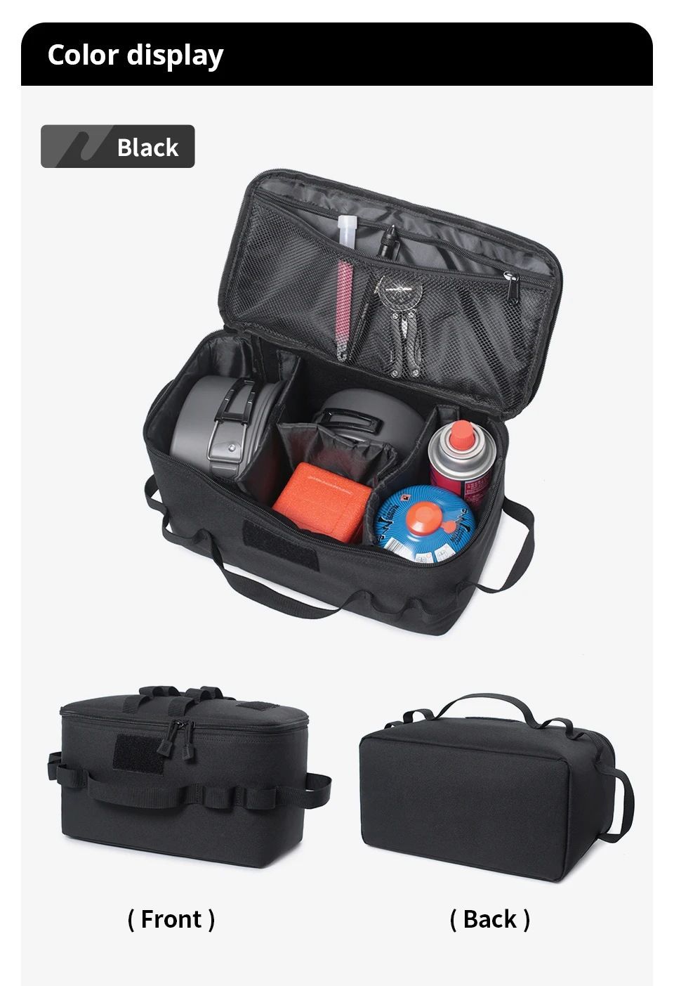 Black Camping Gear Storage Bag (34 x 17 x 19 cm) Portable Outdoor Organiser view 4