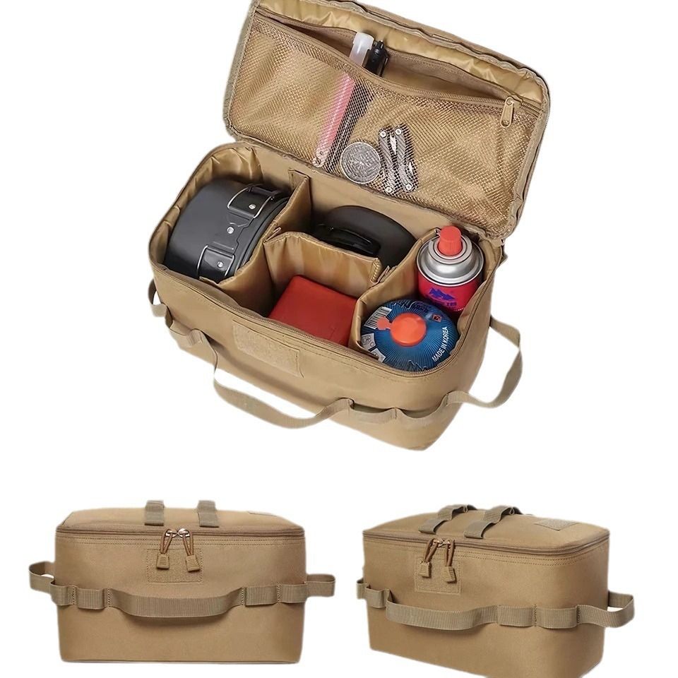Khaki Camping Gear Storage Bag (34 x 17 x 19 cm) Portable Outdoor Organiser view 8