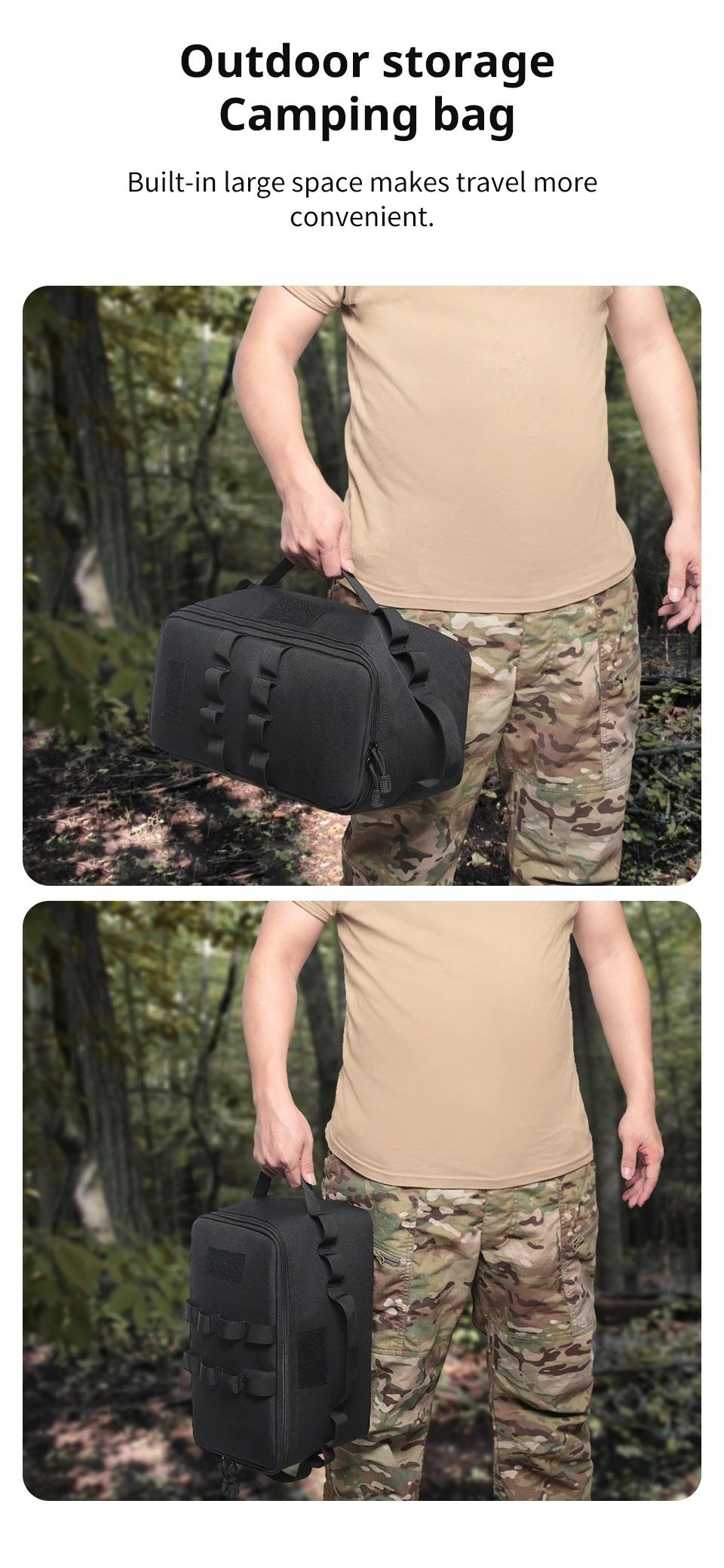 Army green Camping Gear Storage Bag (34 x 17 x 19 cm) Portable Outdoor view 3
