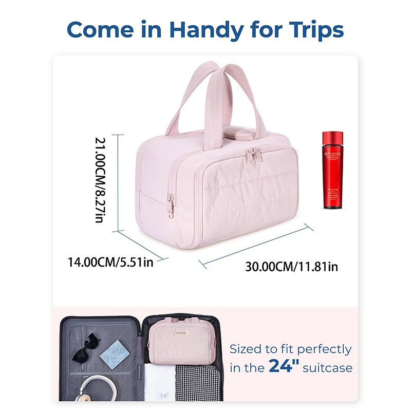 Black Large Capacity Toiletry Bag - 30 x 14 x 21 cm Polyester Wide Opening view 2