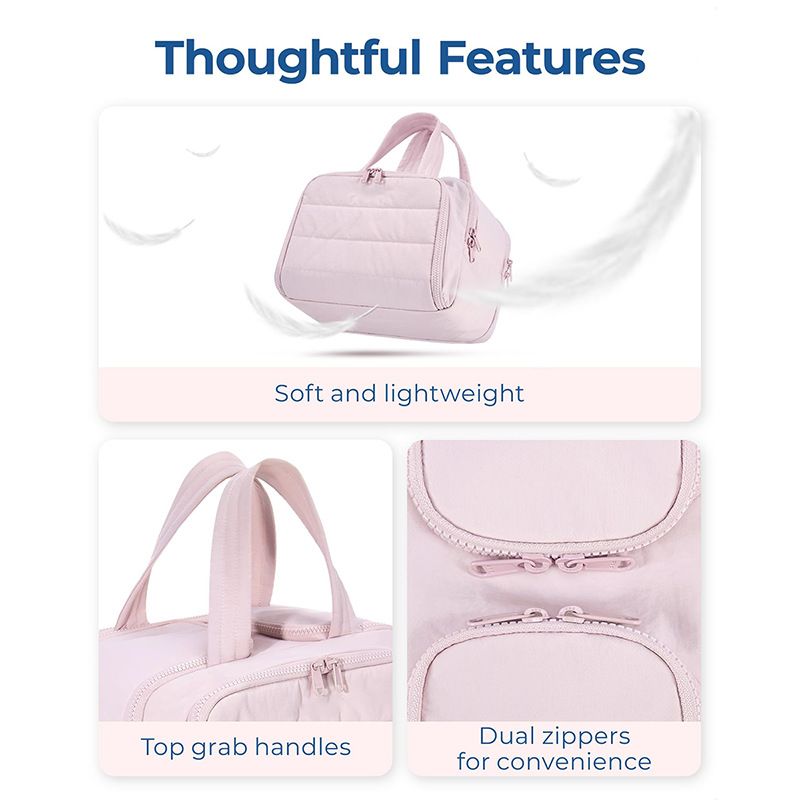 Beige Large Makeup Bag - 30 x 14 x 21 cm Polyester Wide Opening Travel view 3