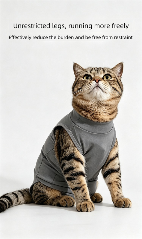 Grey Pet Recovery Suit M Size (Approx.2-4 kg) - Modal Stretch Post Surgery view 3