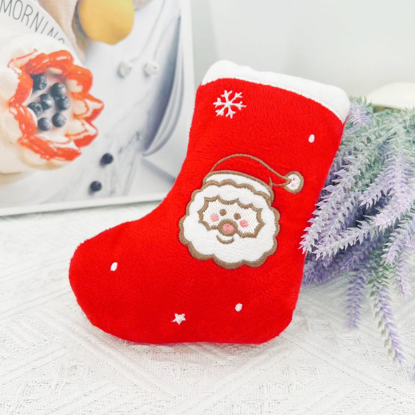 Christmas Squeaky Dog Toys 2 Pack - Santa Claus Stocking Plush Toys