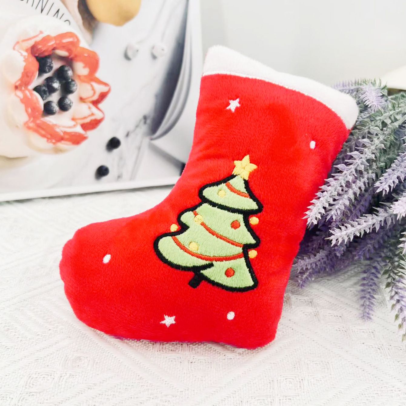Christmas Squeaky Dog Toys 2 Pack - Christmas Tree Stocking Plush Toys
