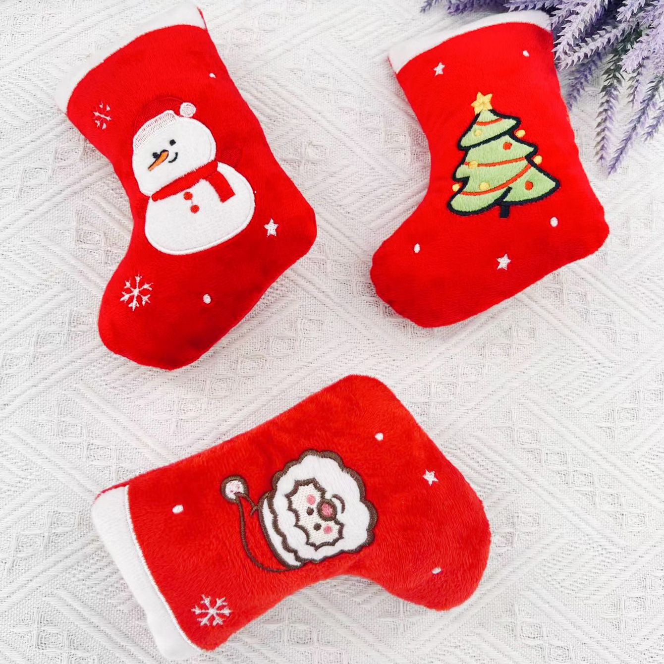 Christmas Squeaky Dog Toys 2 Pack - Christmas Tree Stocking Plush Toys view 3