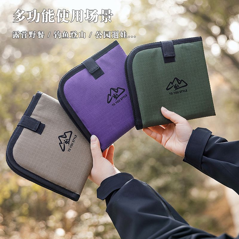 Army green Foldable Camping Seat Pads 2 Pack - 36 x 36 cm Portable Moisture view 2