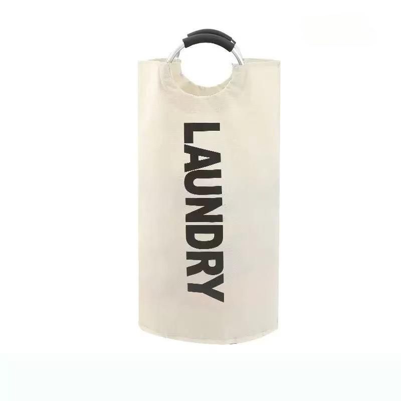 Beige Collapsible Laundry Hamper 2 Pack - 38 x 79 cm Oxford Fabric Large