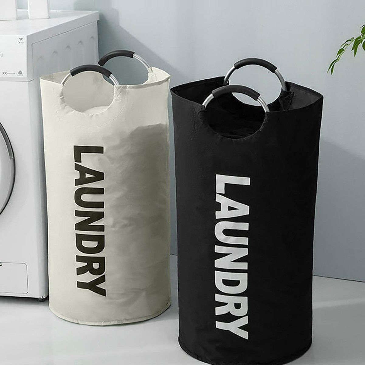 Red Collapsible Laundry Hamper 2 Pack - 38 x 79 cm Oxford Fabric Large view 4