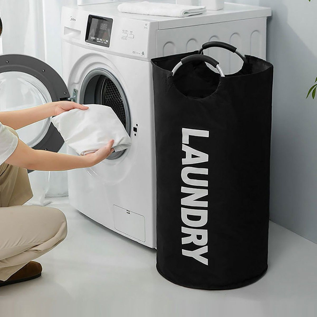 Red Collapsible Laundry Hamper 2 Pack - 38 x 79 cm Oxford Fabric Large view 5