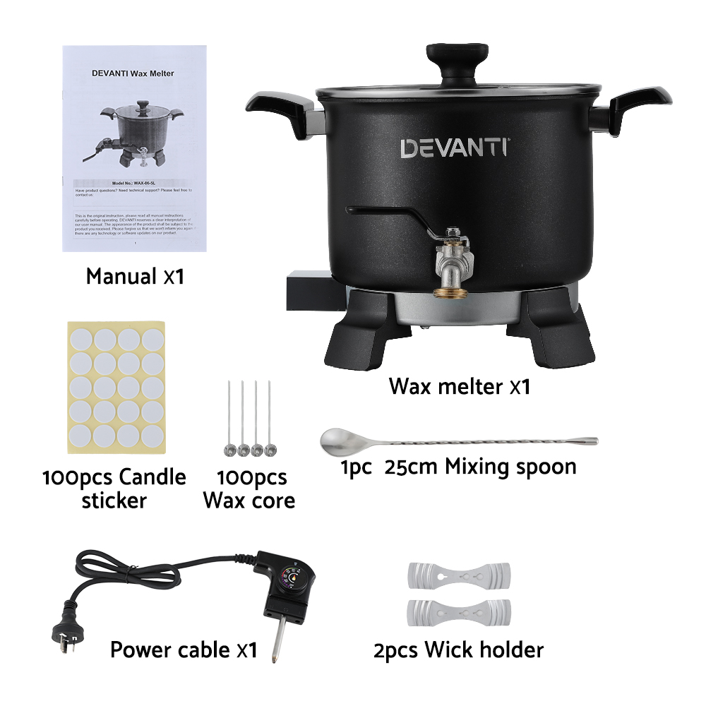 Devanti 5L Wax Melter Candle Making 1200W Melting Pot Furnace Quick Pour Spout view 4