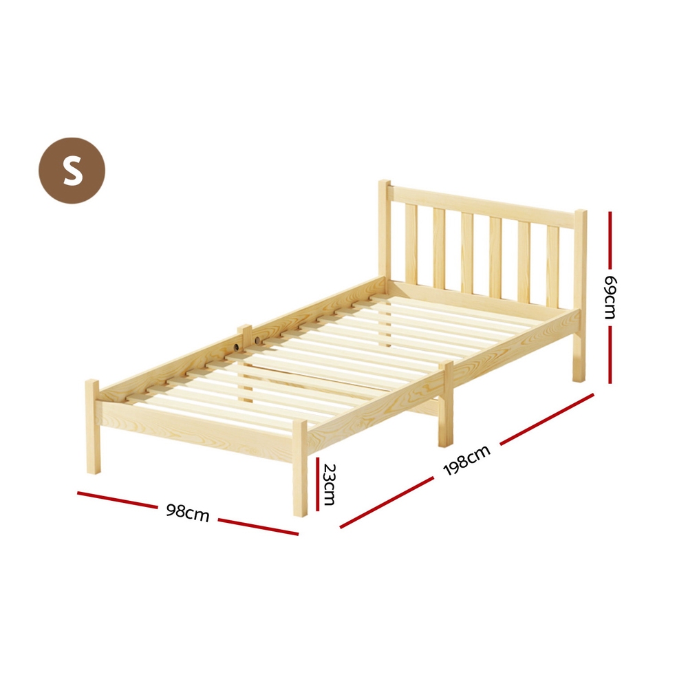 Artiss Bed Frame Single Size Wooden Oak SOFIE view 3