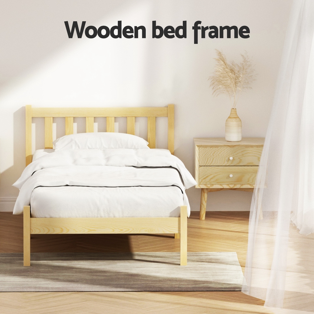 Artiss Bed Frame Single Size Wooden Oak SOFIE view 5