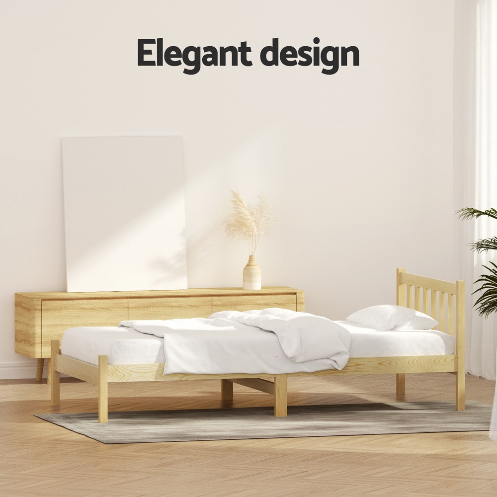 Artiss Bed Frame Single Size Wooden Oak SOFIE view 6