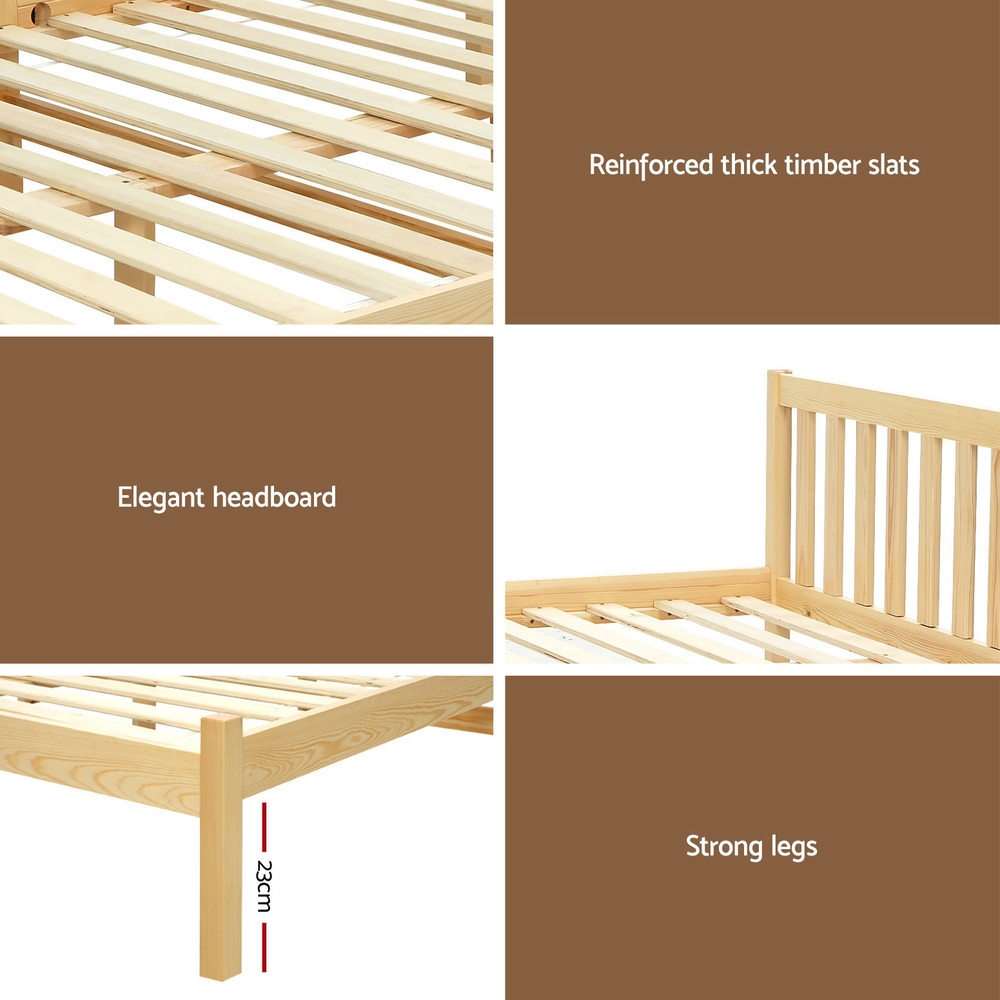 Artiss Bed Frame Single Size Wooden Oak SOFIE view 7
