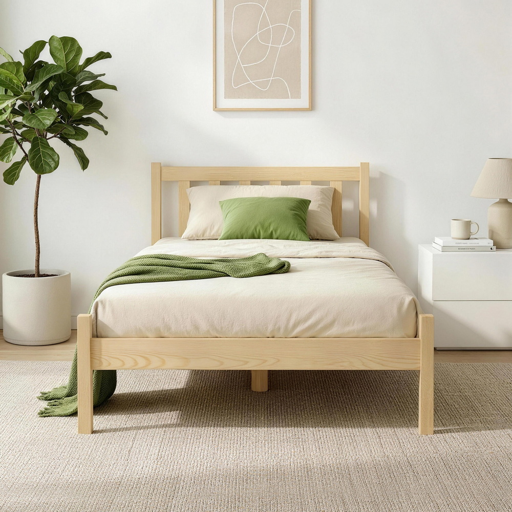 Artiss Bed Frame Single Size Wooden Oak SOFIE view 8