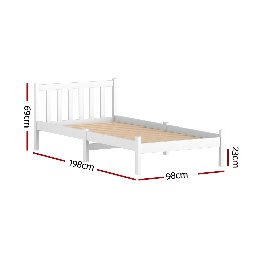 Artiss Bed Frame Single Size Wooden White SOFIE view 3