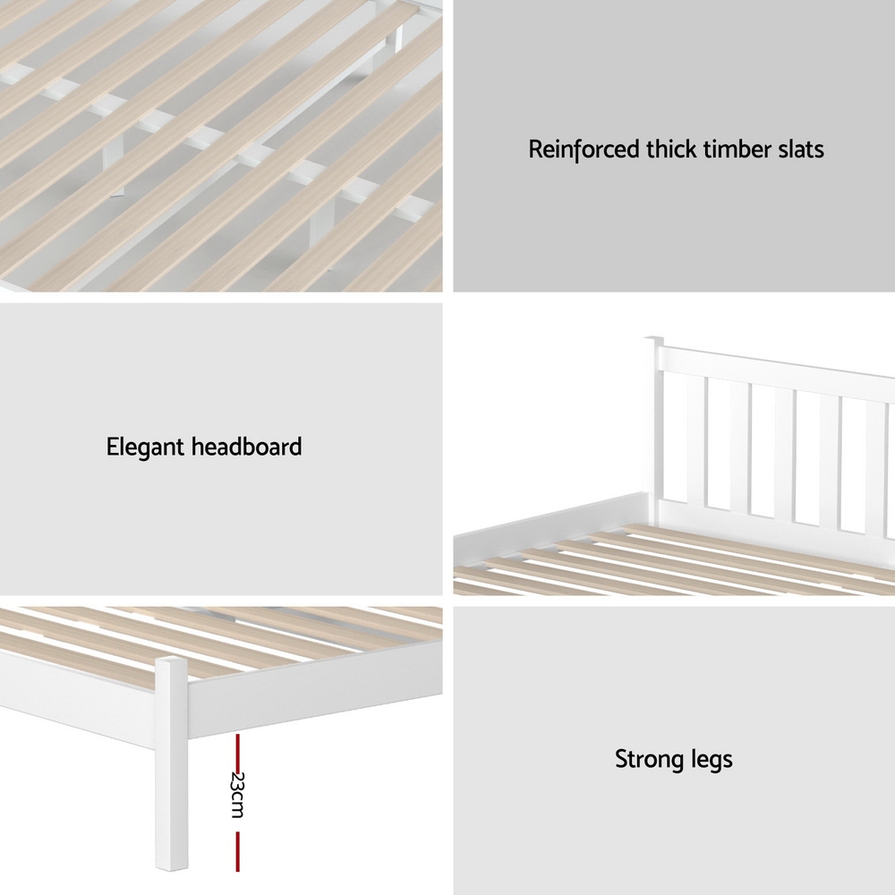 Artiss Bed Frame Single Size Wooden White SOFIE view 7