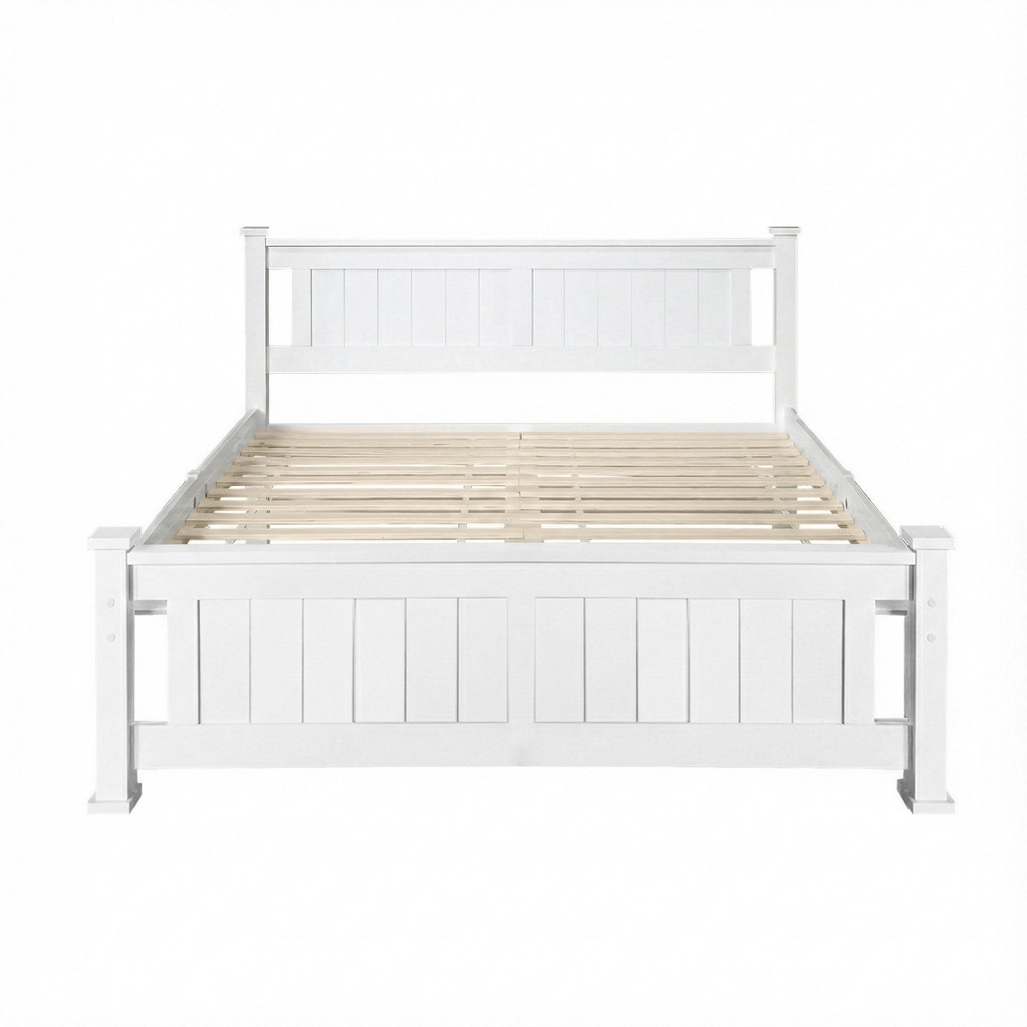 Artiss Bed Frame Double Size Wooden White RIO view 4