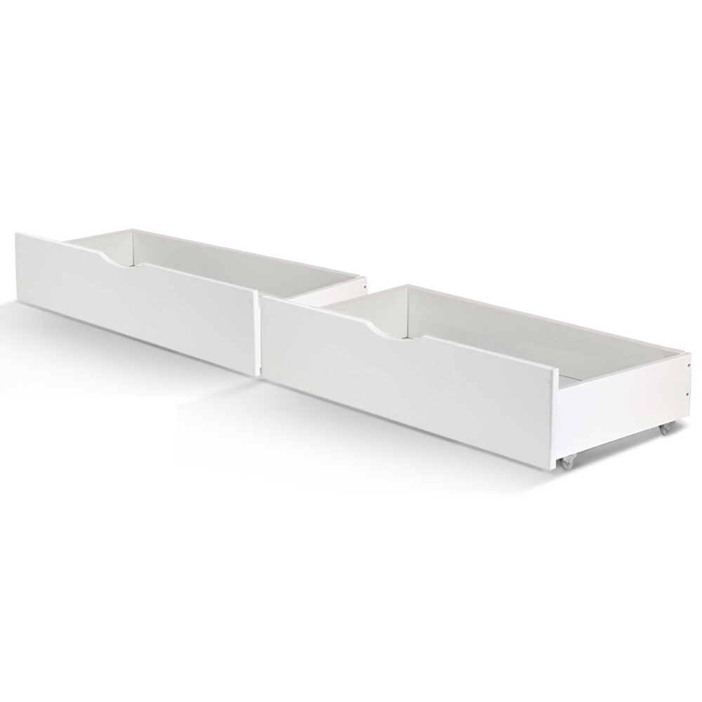 Artiss 2x Bed Frame Storage Drawers Trundle White view 8