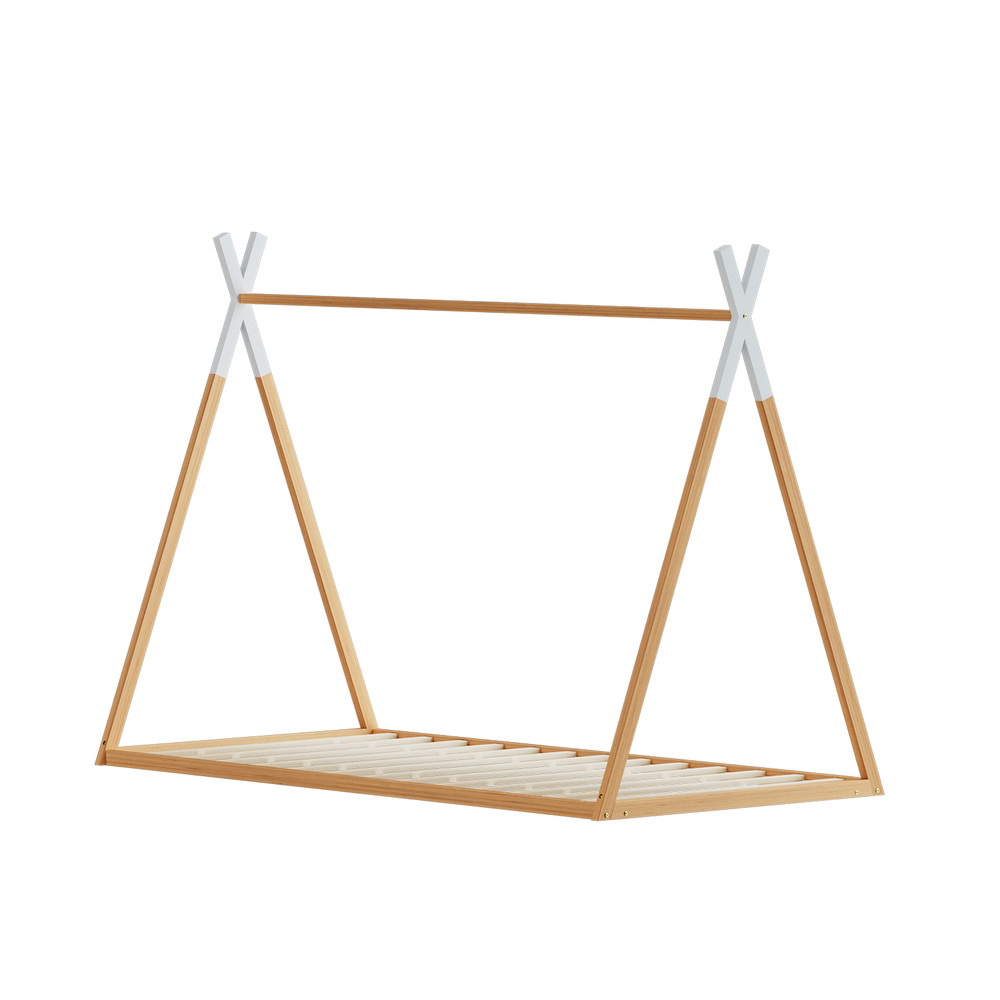 Artiss Bed Frame Wooden Kids House Single Frame Oak ENID view 7