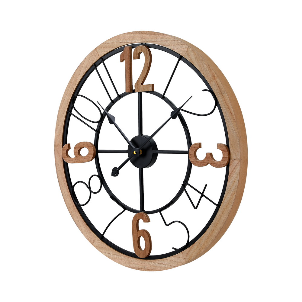 Artiss 60CM Wall Clock Wooden view 3