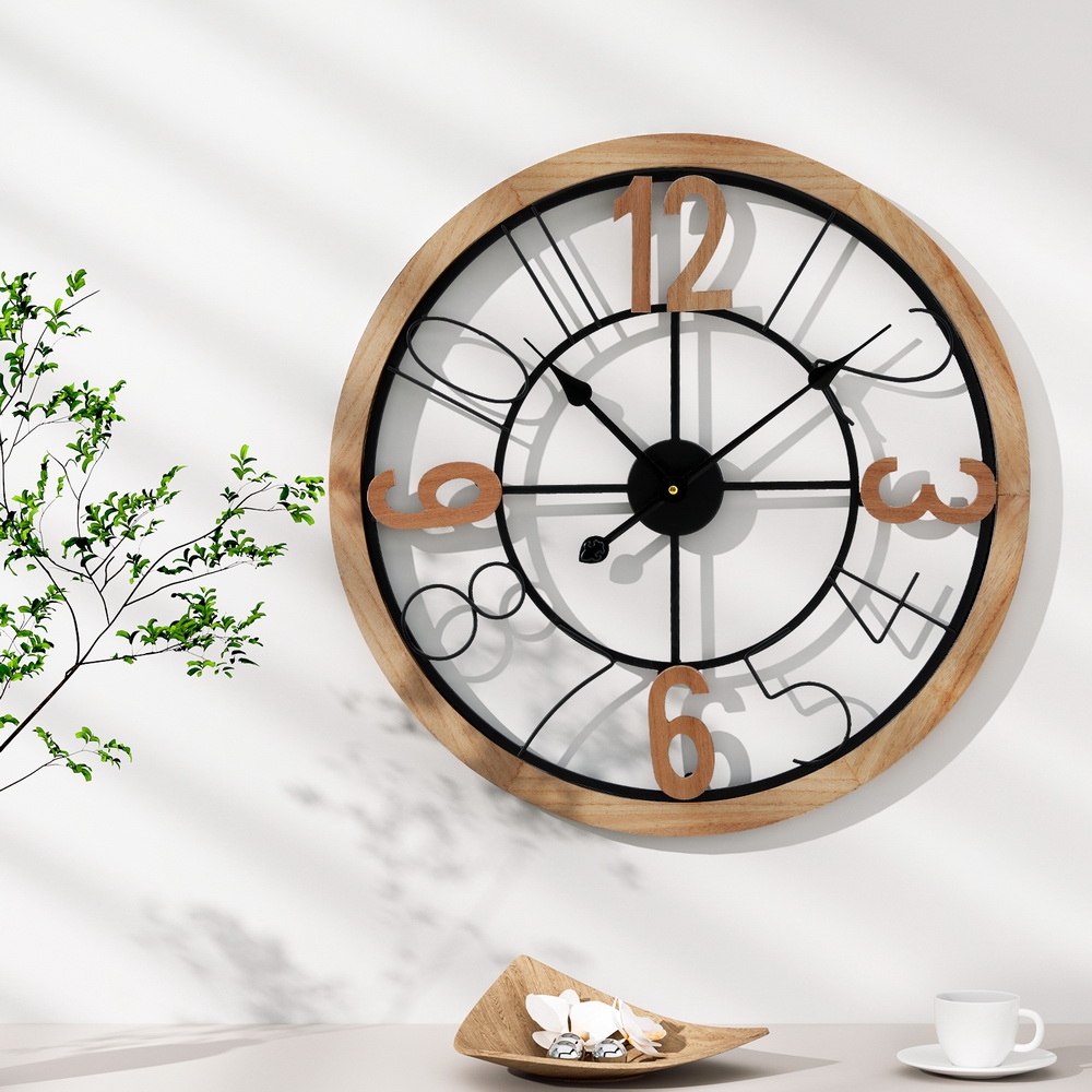 Artiss 60CM Wall Clock Wooden view 7