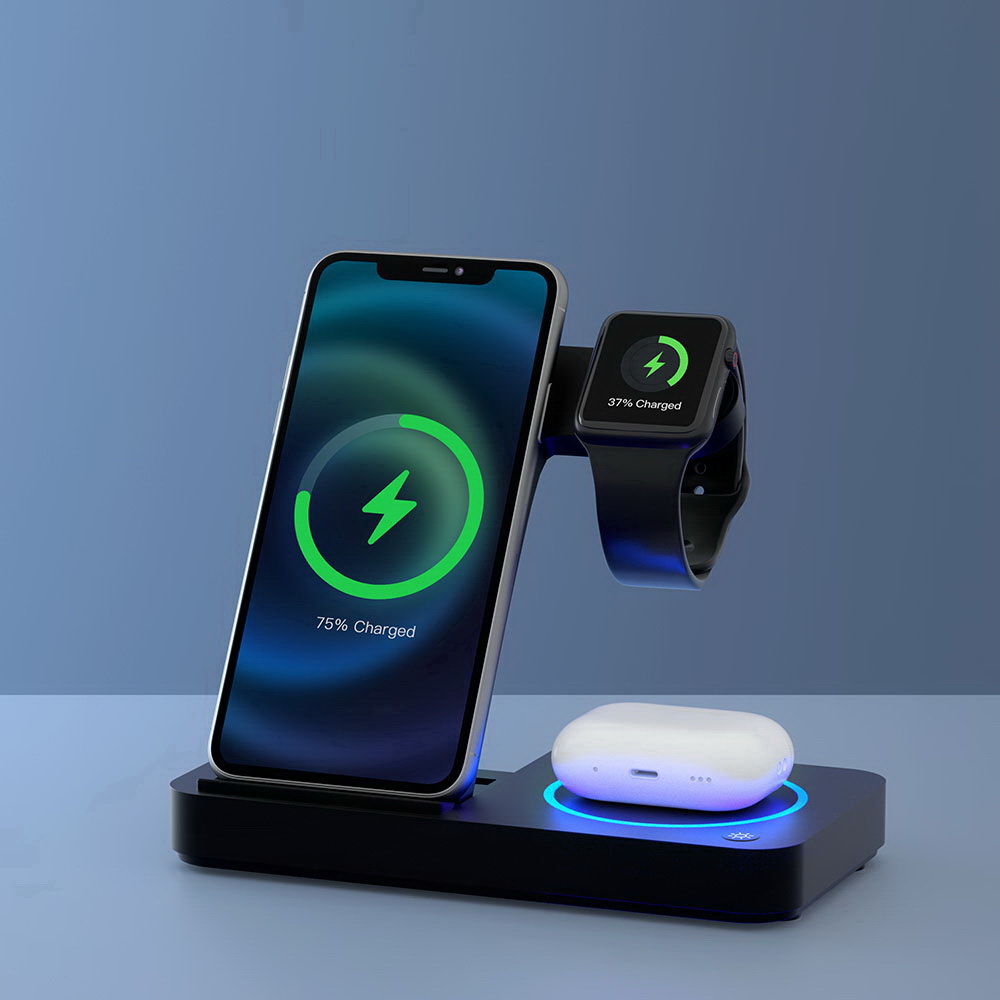 Devanti 4-in-1 Wireless Charger Station Fast Charging for Phone Black view 8