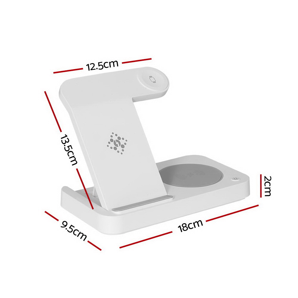 Devanti 4-in-1 Wireless Charger Dock Fast Charging for Phone White view 2