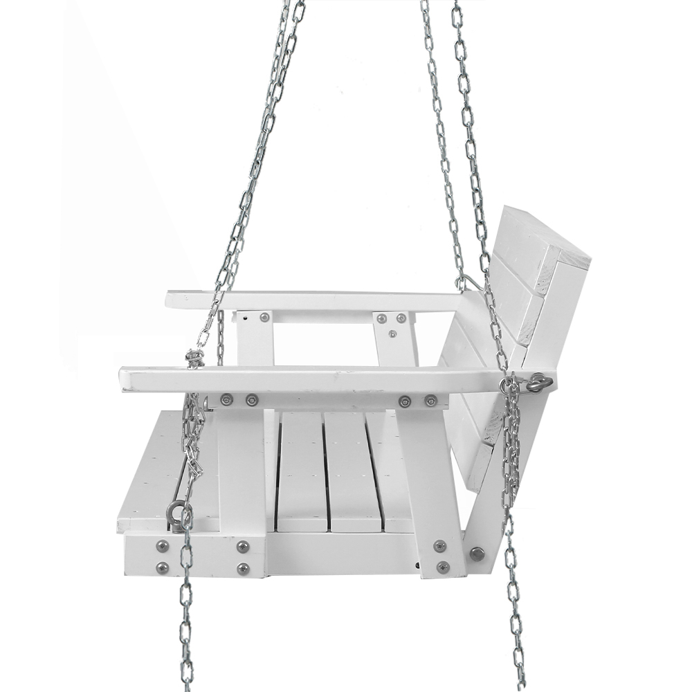 Gardeon Porch Swing Chair with Chain Outdoor Furniture 3 Seater Bench Wooden White view 3