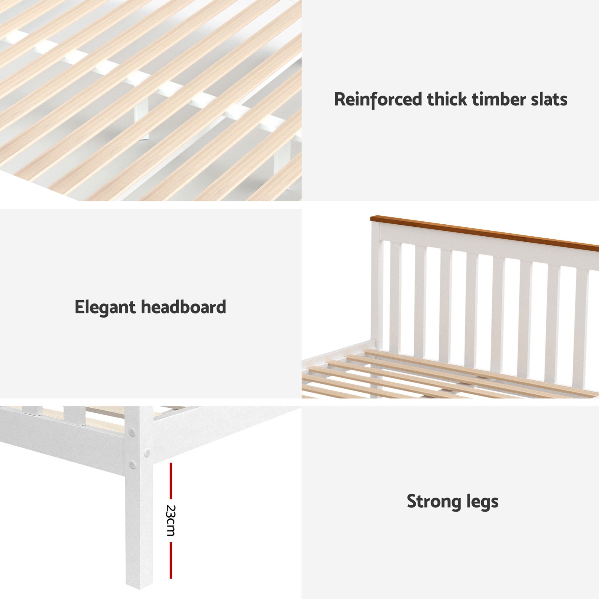 Artiss Bed Frame Single Size Wooden Platform with 2 Storage Drawers White PONY view 7