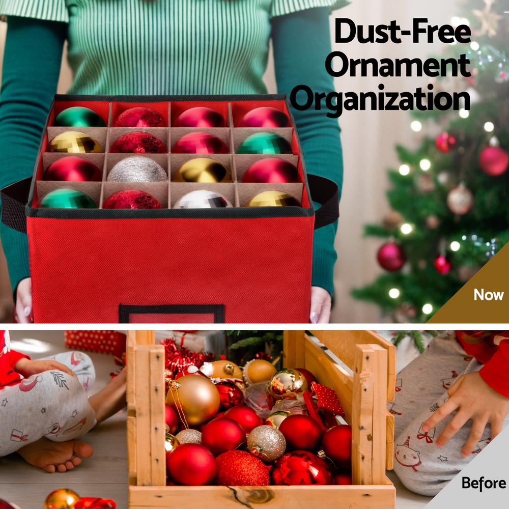 Jingle Jollys Christmas Baubles Storage Box 64 Dividers Xmas Ornaments Container view 5