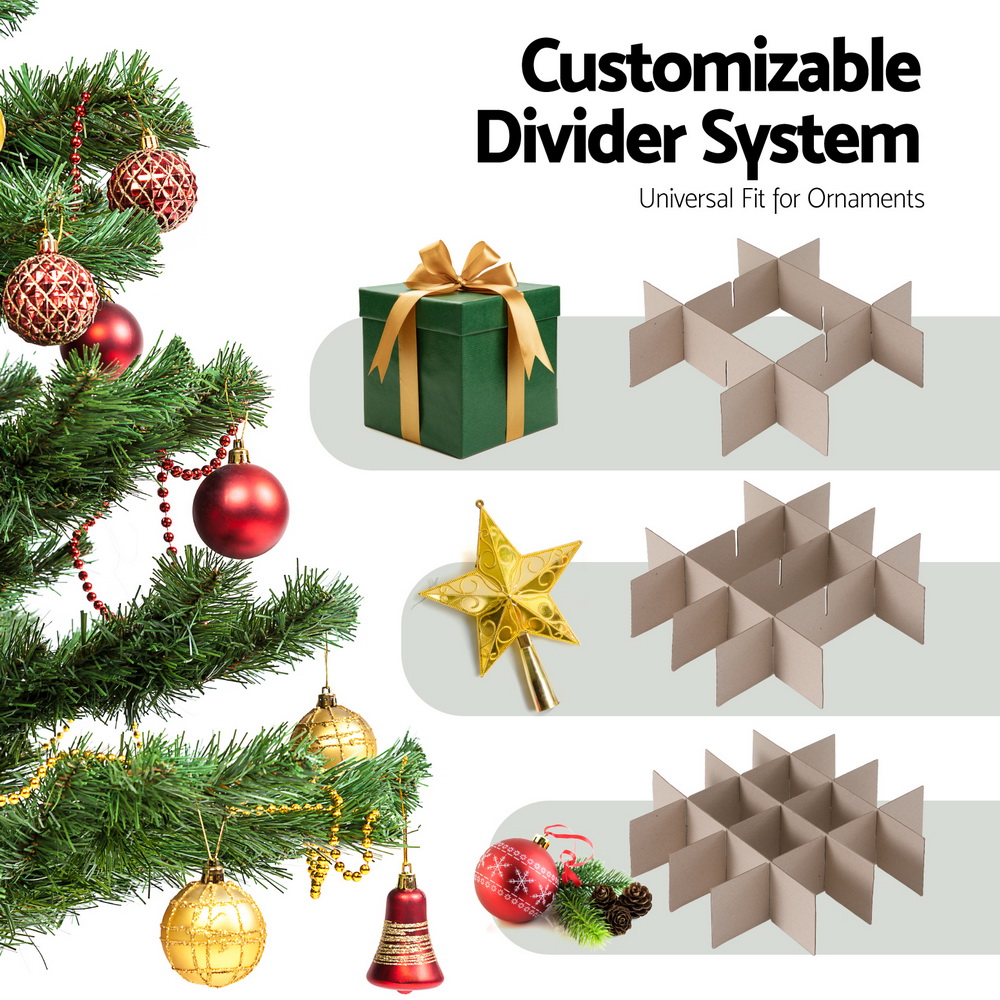 Jingle Jollys Christmas Baubles Storage Box 64 Dividers Xmas Ornaments Container view 6