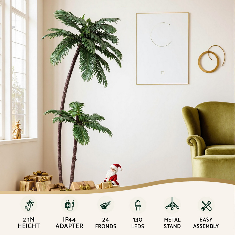 Jingle Jollys Christmas Tree 2.1m LED Lighted Xmas Palm Trees Party Decorations view 4