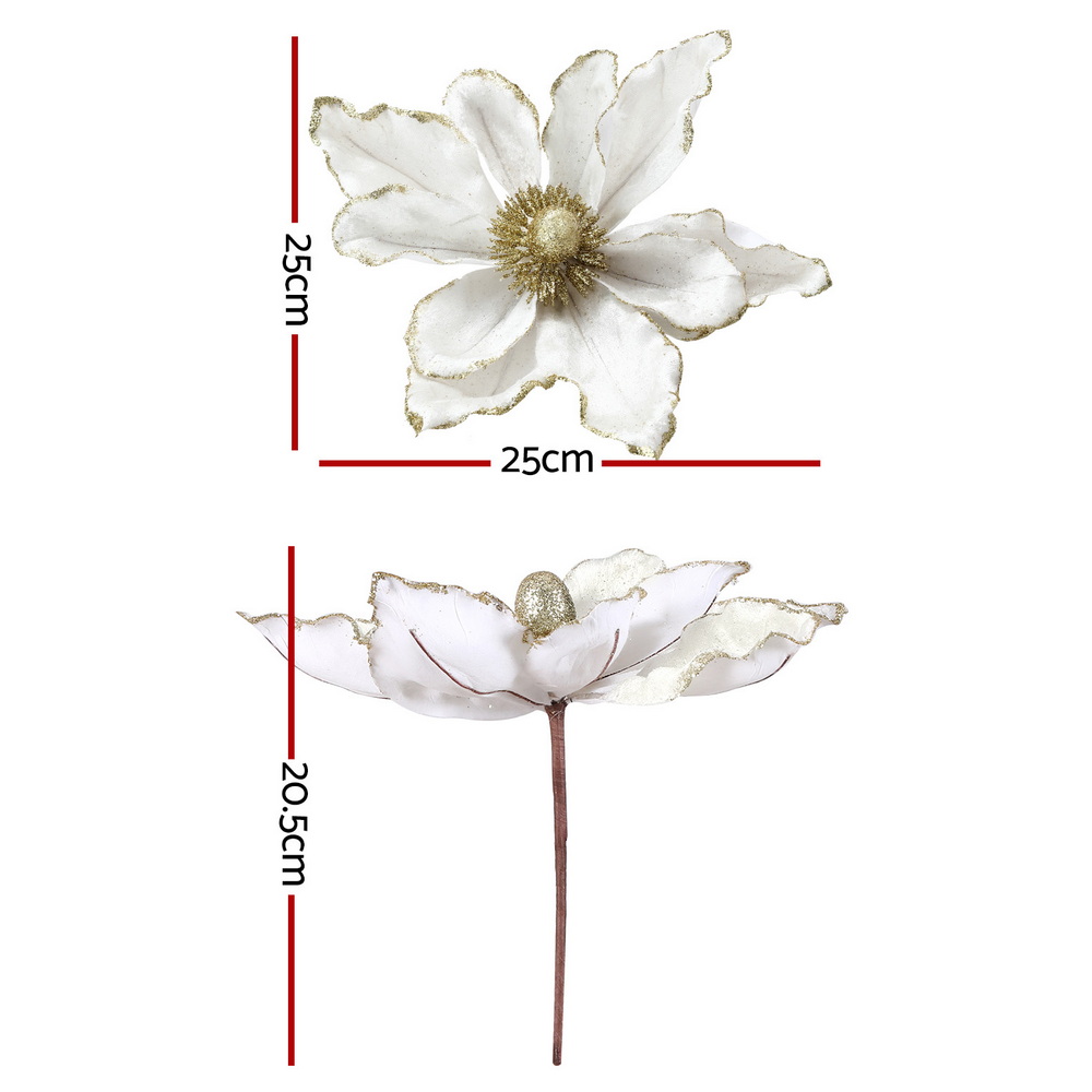 Jingle Jollys 14Pcs Christmas Tree Flower Set Xmas Garland Wreath Magnolia White view 2