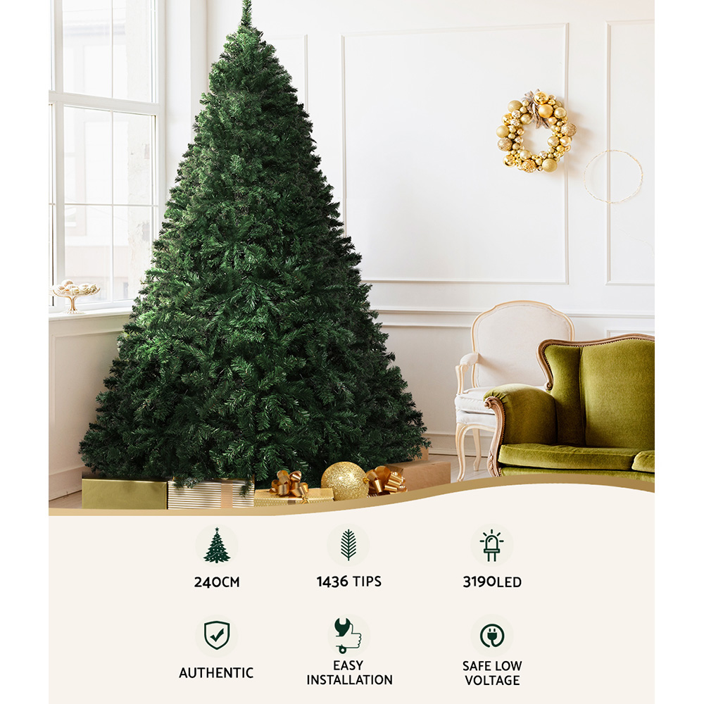 Jingle Jollys Christmas Tree 2.4M Xmas Tree Decoration 8 Light Mode Multi Colour view 4