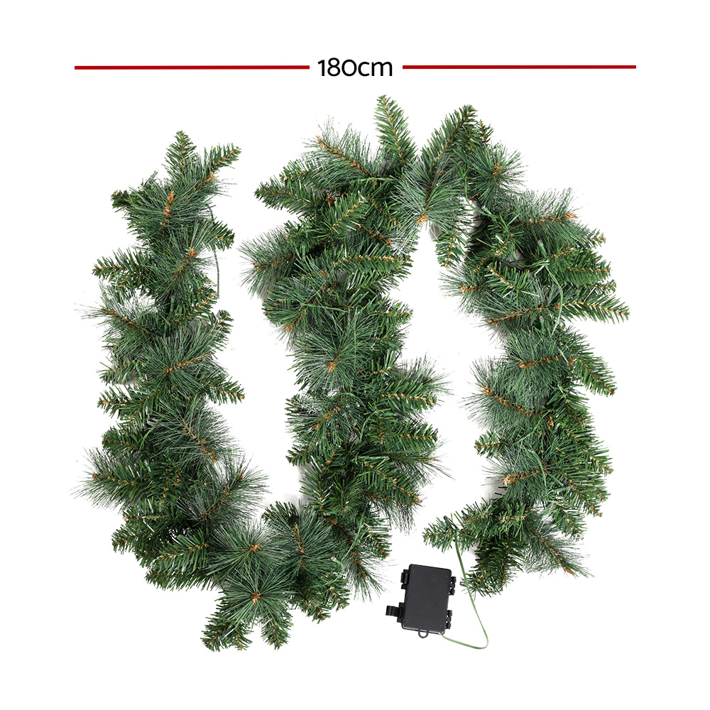 Jingle Jollys 1.8m Christmas Garland with LED lights Party Xmas Decorations view 2