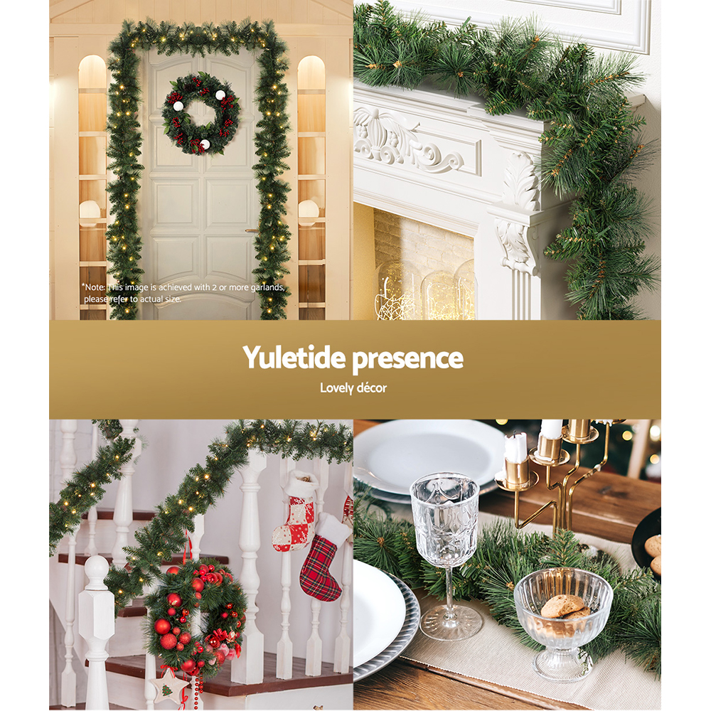 Jingle Jollys 1.8m Christmas Garland with LED lights Party Xmas Decorations view 5
