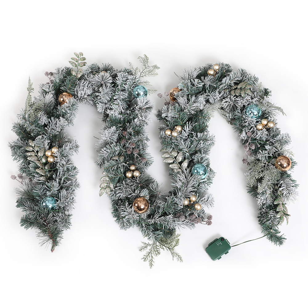 Jingle Jollys 2.7m Christmas Garland with LED Lights Snowy Decoration Xmas Party — image 1